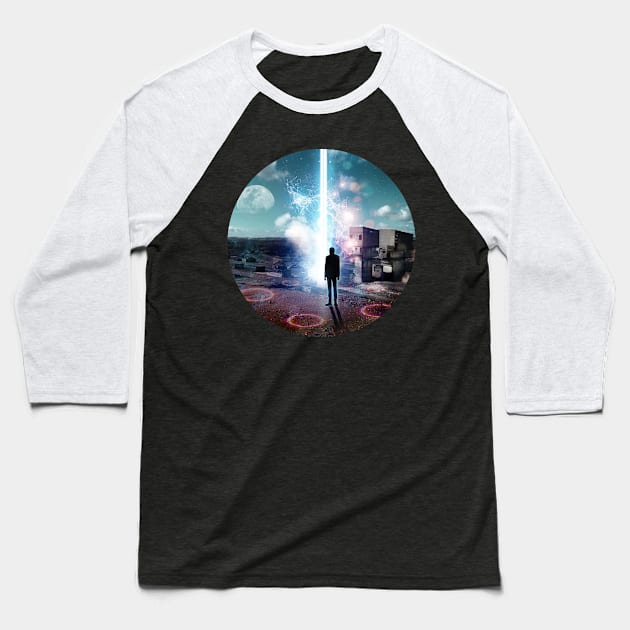 Light Beam Drilling Baseball T-Shirt by Vin Zzep